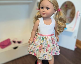 Floral Weekend Dress for 18" Dolls - Optional Personalization!