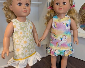 Ruffled Drop Waist Dress for 18" Doll - Optional Customization!
