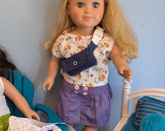 Denim Cross Body Bag for Dolls