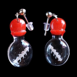 Handmade Real Mouse Spine Vertebrae Bones Encased in Resin Specimen Jar Post Earrings image 1