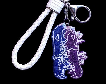 Handmade Resin Curiosity Cabinet Alligator Gator Skull Glitter Keychain