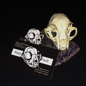 Limited Edition Hard Enamel Domestic Cat Skull Lapel Hat Pin Designed From Hand Drawn Art image 3