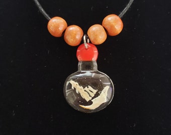 Real Mouse Spine Vertebrae And Jaw Bones Encased In Bottle Shaped Resin With Wooden Beads On A Black Wax Cord Taxidermy Necklace