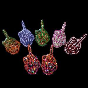 Handmade Resin Skeleton Bones Hand Middle Finger Pin