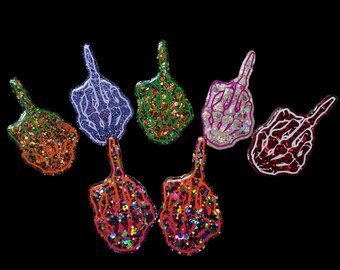 Handmade Resin Skeleton Bones Hand Middle Finger Pin