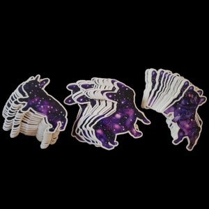 Dancing Galaxy Frenchie French Bulldog Zestaw trzech naklejek stworzonych z mojej sztuki cyfrowej