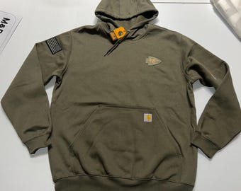Sudadera con capucha Carhartt CHIEFS bordada en verde militar, de peso medio, holgada, nueva con etiquetas