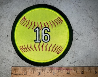 Parche de softbol para chaqueta universitaria con número personalizado de 2 colores para coser o planchar de 4,5 pulgadas