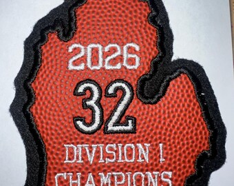 Parche MICHIGAN Material de BALONCESTO real para chaqueta universitaria con número y/o letras bordados personalizados.