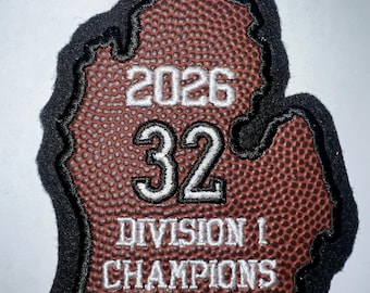 Parche MICHIGAN Material de FÚTBOL real para chaqueta universitaria con número y/o letras bordados personalizados.