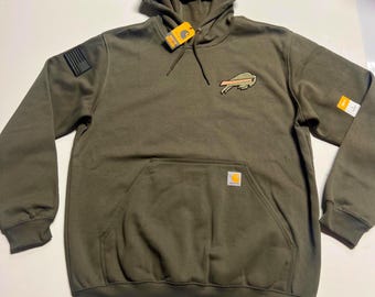 Sudadera con capucha Carhartt BILLS bordada verde militar de peso medio, corte holgado, nueva con etiquetas