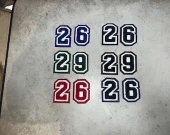 Parche de número de chenilla. Fieltro de doble capa. Múltiples colores para chaqueta o sudadera universitaria. Estilo clásico y poco común de la vieja escuela.