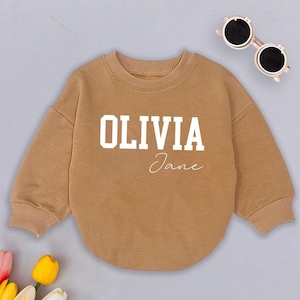 Personalized Baby Romper Sweatshirt, Custom First + Middle Name Baby Outfit, Unique Newborn Gift,  Long Sleeve Bodysuit, Baby Shower Gift