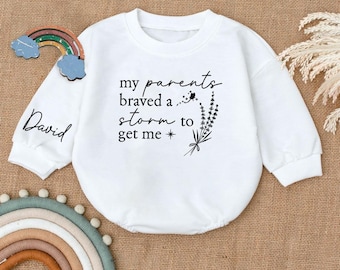 Personalized Baby Romper Sweatshirt, NICU Baby Outfit, Preemie Baby Clothes, Rainbow Baby Gift, Custom Name Baby Shower Gift,IVF Baby Outfit