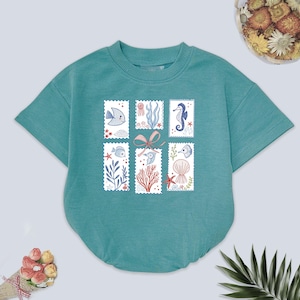 Baby Sea Life Romper Sweatshirt, Ocean Theme Baby Outfit, Under the Sea Baby Clothes, Summer Baby Romper, Cute Marine Baby Bodysuit
