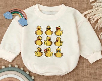 Rubber Duck Romper Sweatshirt, Fun Baby Outfit, Cute Duck Newborn Bodysuit, Adorable Baby Gift, Playful Baby Clothes, Baby Shower Gift Idea