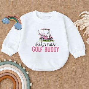 Daddy&#39;s Little Golf Buddy Baby Romper Sweatshirt, Golf Baby Outfit, Golf Baby Clothes, Sport Golf Outfit, Baby Shower Gift, Golf Baby Romper