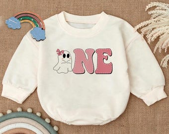 Baby Girl Halloween Birthday Shirt, First Birthday Ghost Outfit, Pink Ghost One Year Old Sweater, Spooky Birthday Gift,Toddler Halloween Top