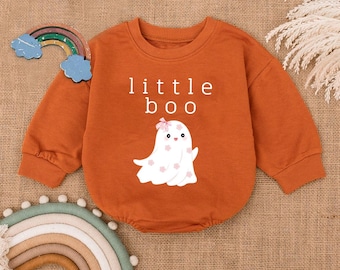 Halloween Little Boo Baby Romper Sweatshirt, Halloween Newborn Outfit, Cute Ghost Toddler Shirt, Fall Baby Clothes, Spooky Baby Shower Gift