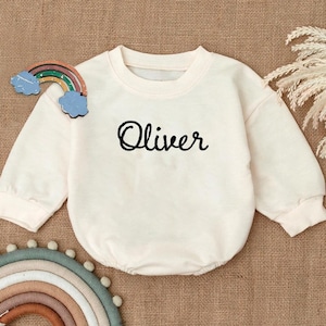 Personalized Baby Romper Sweatshirt, Custom Name Baby Bodysuit, Cozy Infant Pullover, Newborn Outfit, Soft Baby Clothing, Baby Shower Gift