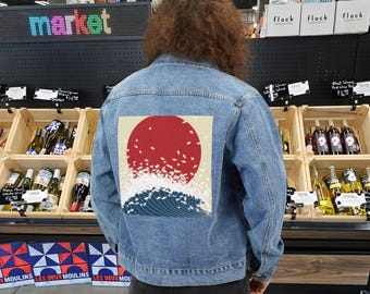 The New Wave denim trucker jacket, womens denim jacket, denim jacket outfit, creative present ideas, jacket, oversized denim jacket, gift