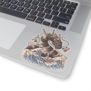 Sushi Dragon, Kiss-cut-sticker, humor bumperstickers, hilarische bumpersticker, gekke bumperstickers, custom helmstickers