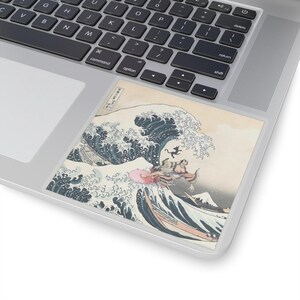 Surfing the Wave, Kiss-cut-sticker, humor bumperstickers, hilarische bumpersticker, domme bumperstickers, custom helmstickers, w-proof,
