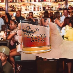 Hate Never Made USA Great, bicchieri da whisky, regali per gli sposi, regalo per gli amanti del bourbon, bicchieri eleganti, bicchieri da whisky, bicchieri vecchio stile