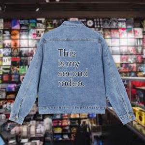 Second Rodeo, coat, denim trucker jacket, womens denim jacket, denim jacket outfit, jacket, oversized denim jacket, easy gift idea, fathers