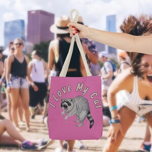 I Love My Cat、女性の友人へのギフトのアイデア、プレゼントのアイデア、トートバッグ、再利用可能なショッピングバッグ、かわいいトートバッグ、ビーチバッグ、ギャグギフト、トラッシュパンダ