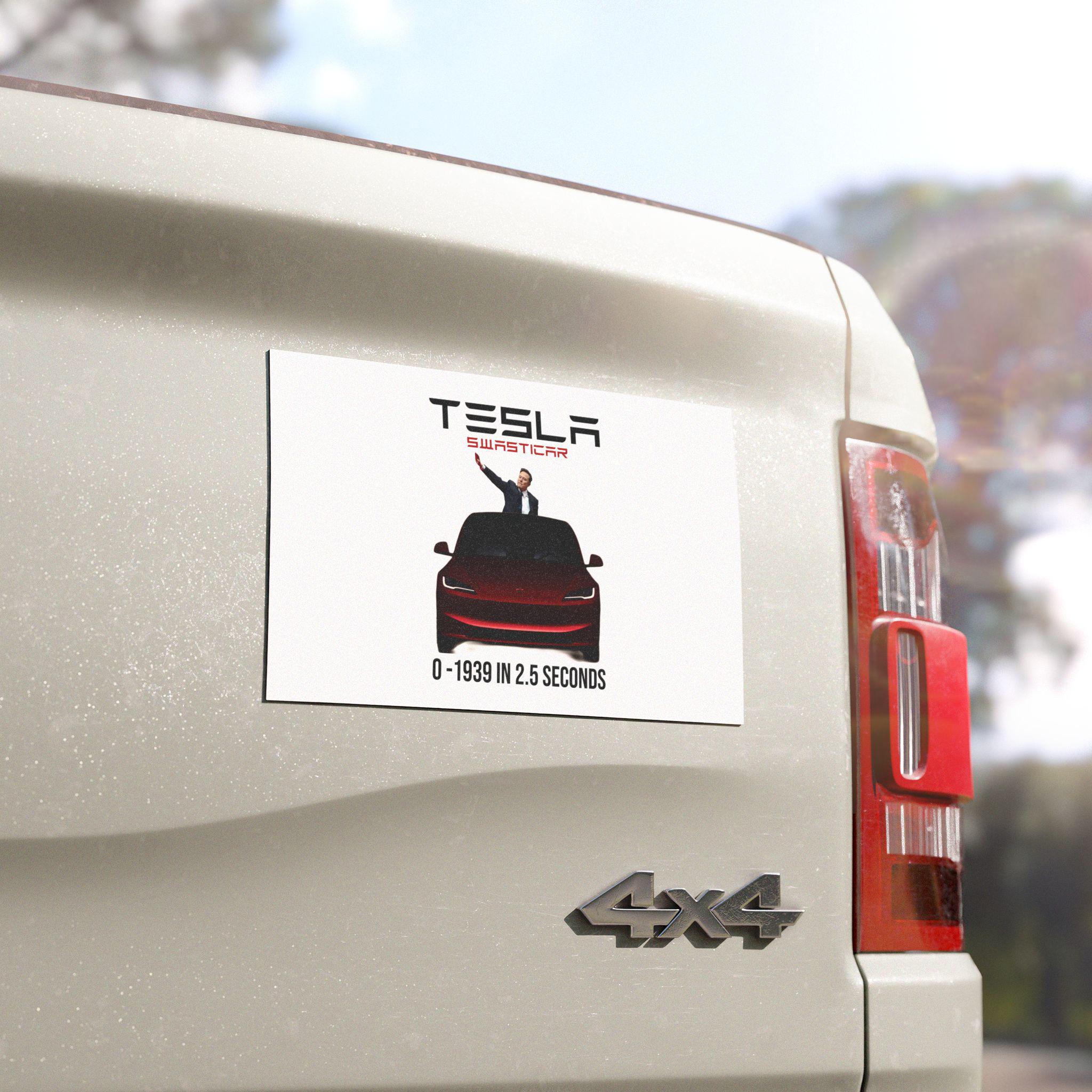 Tesla, Swasticar, 0 to 1939 in seconds,vehicle vinyl sticker, humor bumper stickers, hilarious bumper sticker, truck decals for back window,