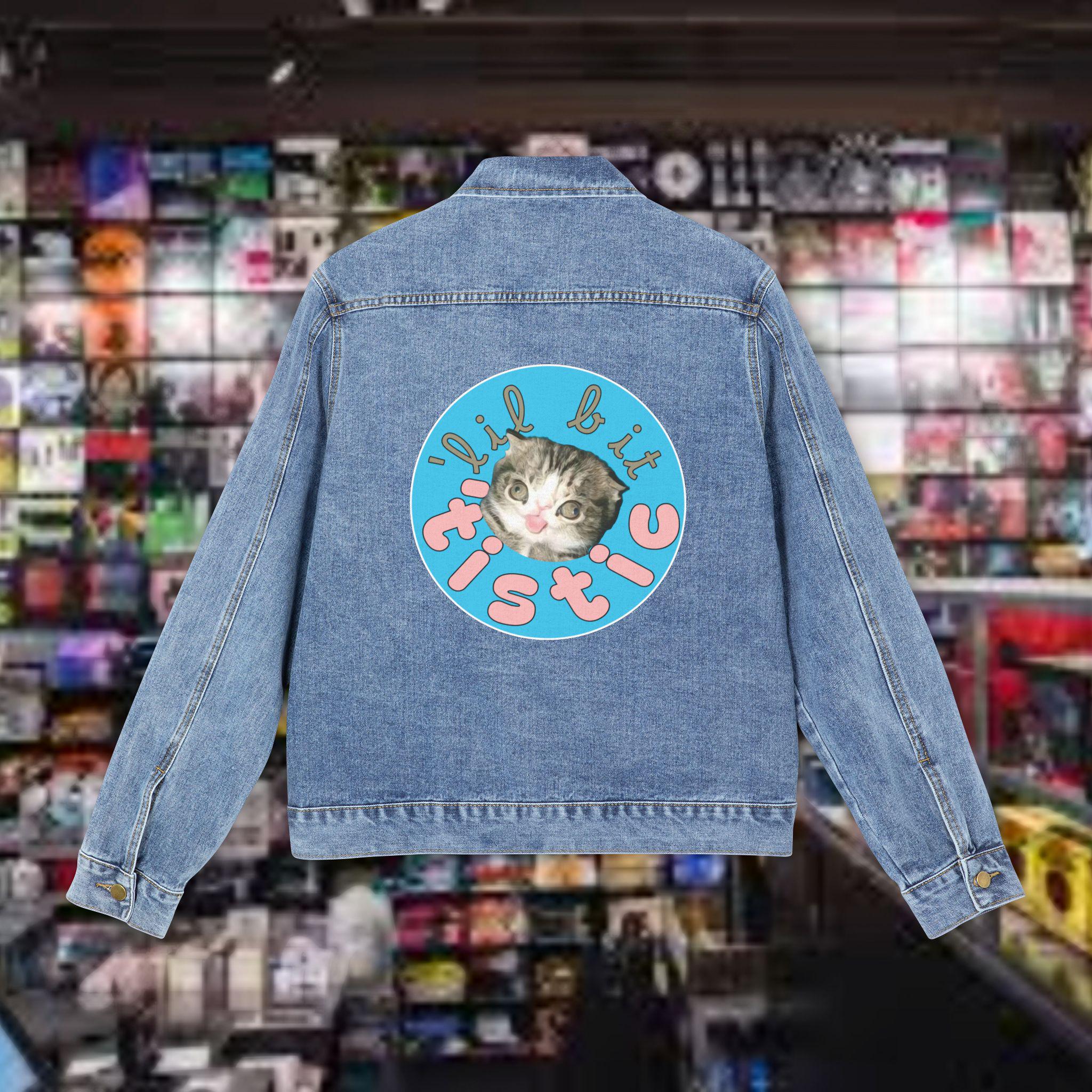 Lil Bit 'Tistic, coat, denim trucker jacket, womens denim jacket, denim jacket outfit, jacket, oversized denim jacket, easy gift idea