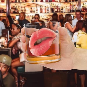 Lips Print Rocks Glas: Modernes Whiskyglas, Bourbon Geschenk