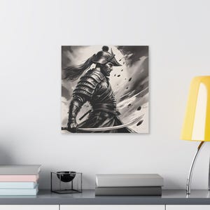 Samurai, Ronin, Warrior, canvas wall art, wall art for living room, bathroom wall decor, bathroom art, kitchen wall decor, wall hanging