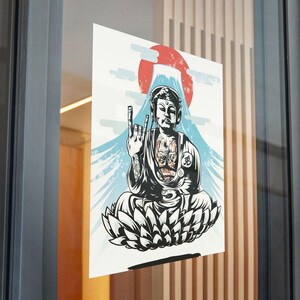 Budda Funk, Kiss-cut-sticker, raamprivacysticker, decoratieve raamfolies, dubbelzijdige stickers, raamafbeeldingen, klassiek, DTF, cadeau
