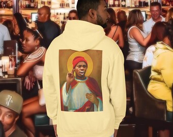 St. Tyrone, lightweight hoodie, loose fit hoodie, comfy hoodie, gift for traveler, camping hoodie, comfortable travel clothing, Biggums,100%