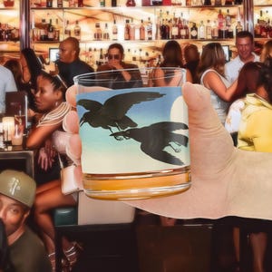 Corvi, a, luna piena, regalo, bicchieri da whisky, regali per gli sposi, regalo per gli amanti del bourbon, bicchiere pulito, bicchieri da whisky, bicchieri vecchio stile