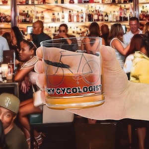 Radfahrer Whiskyglas: &#39;My Cycologyst&#39; Rocks Glass, Bourbon Geschenk