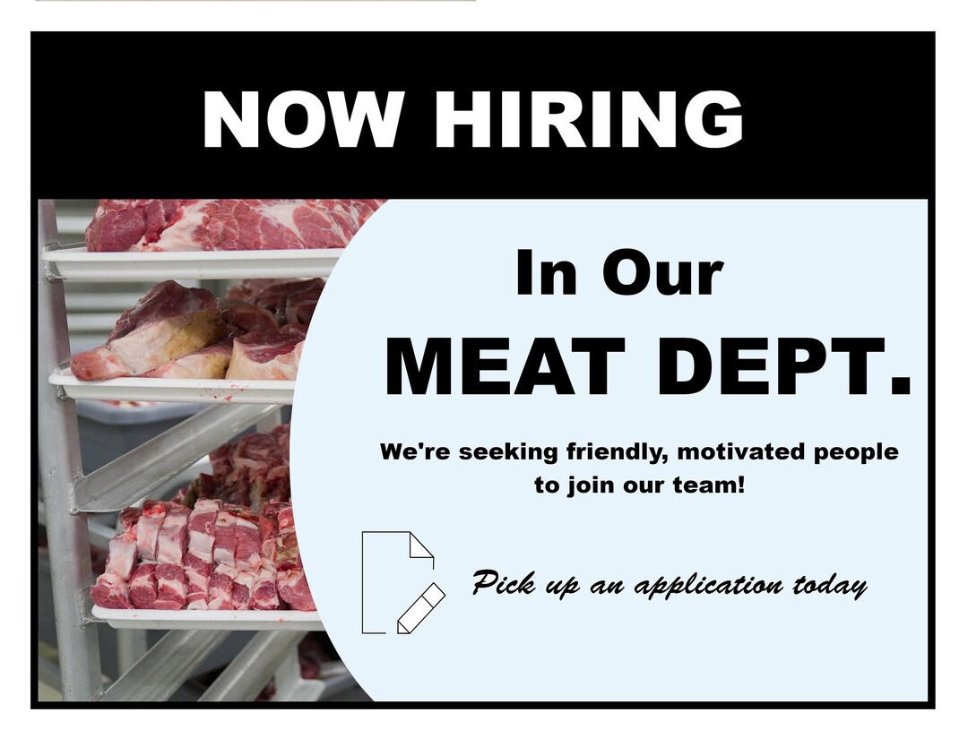 Now Hiring Meat Department Printable PDF And JPEG Sign Etsy