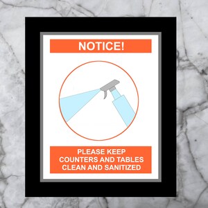 Clean Sanitized Sign - Etsy