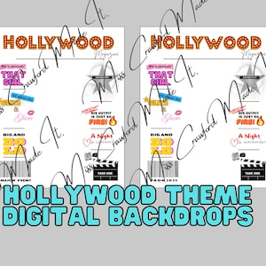 Hollywood Theme Digital Backdrops: Prom, Major Event, Celebration, Movie Theme, Glitz and Glam, Party, Superstar, Red Carpet, Photo Booth.