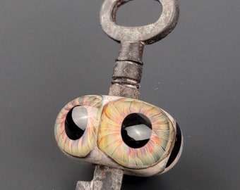 Glass Eye Antique Skeleton Key Pendant