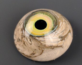 24x12mm Yellow Glass Eye Cabochon, Handmade Jewelry Supplies