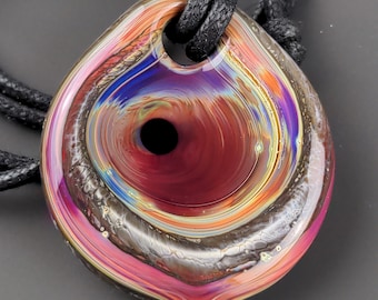 Black Hole Galaxy Glass Pendant on Adjustable Necklace