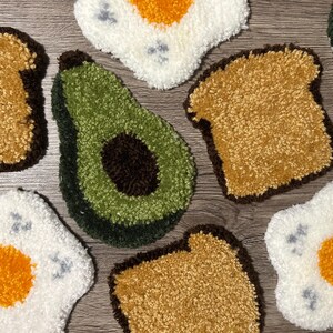 Tufted Mug Rugs, Punch Needle Coasters, Punch Needle Mug Rugs, Handmade Mug Rug, Breakfast Designs