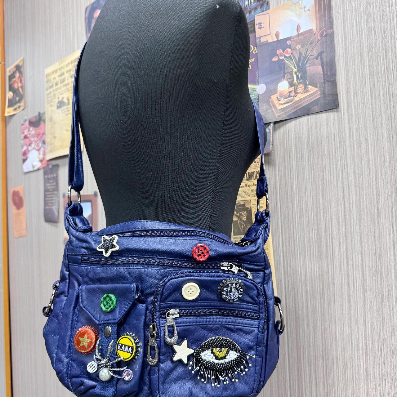 Y2K Blue Eye Patch Super Cute Pu Leather Crossbody Bag