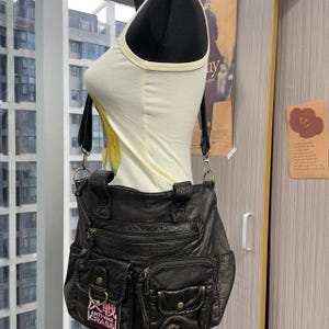 Dark Gold Color Unisex Anti-War Messenger Bag Crossbody Bag Schoolbag Punk Style Bag Goth Bag PU Leather Bag Handmade Bag Gift Unique Bag