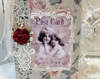 Embellished Victorian Journal: Old Photos French theme lace Blank lined pages