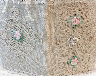 Embellished Victorian vintage crochet travel journal w/blank pages