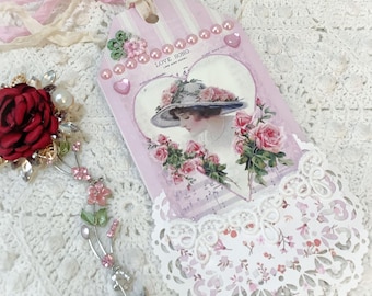 Vintage Valentine Love Song Embellished journal or Gift tag
